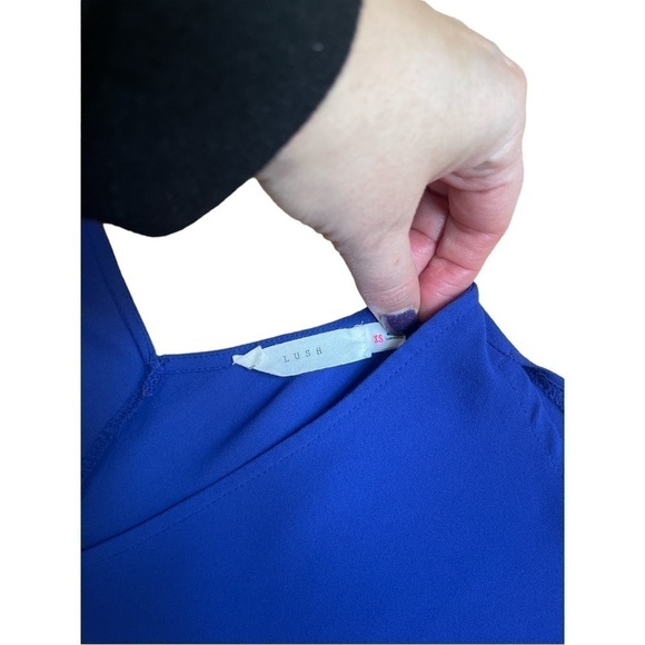 LUSH royal blue short sleeve chiffon blouse size xs - Picture 2 of 6